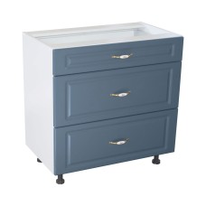 Corp inferior 80 cu 3 sertare metalice greutate Zebra MDF albastru